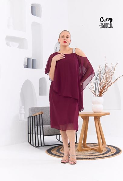 Immagine di CURVY GIRL CHIFFON DRESS WITH SPARKLES ON SHOULDER